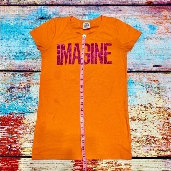 VS PINK Orange Imagine Short Sleeve Shirt Heart Back Size Small - Picture 8 of 9